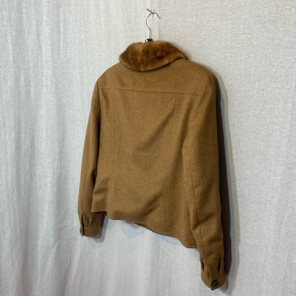 Gorgeous Escada Tan Wool/Camel/Silk Jacket with Mink Collar SZ 38 LIKE NEW - Picture 4 of 11